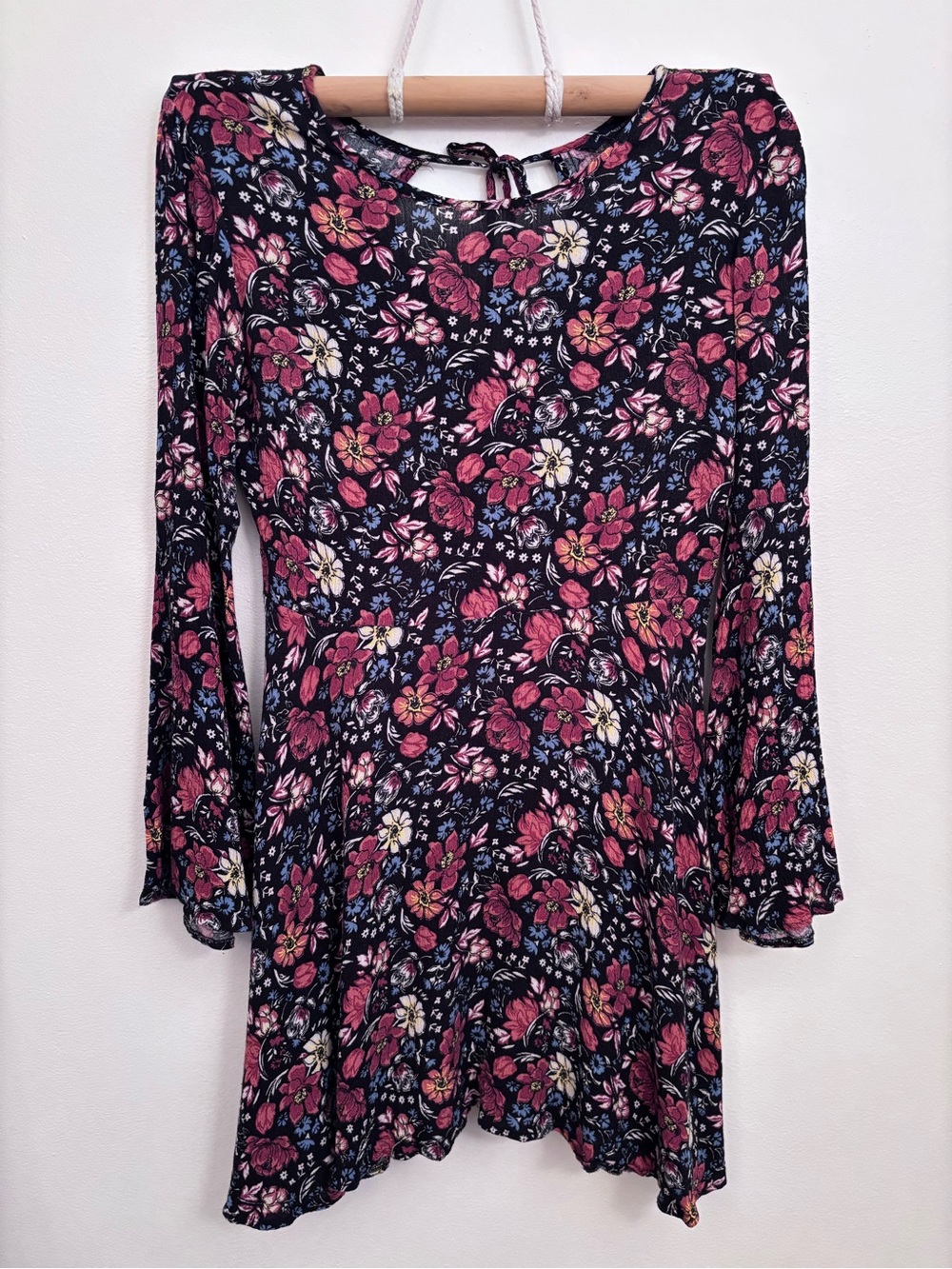 American Eagle Outfitters Black Floral Fit and Flare Dress | Extra Small | Boho